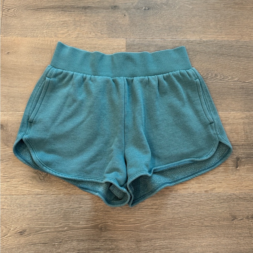 Victoria’s Secret On Point Fleece Teal Blue Sweatshorts Lounge Pocket